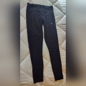 Women's Puma Black With Ribbed Knee Leggings Activewear Pants Size Medium